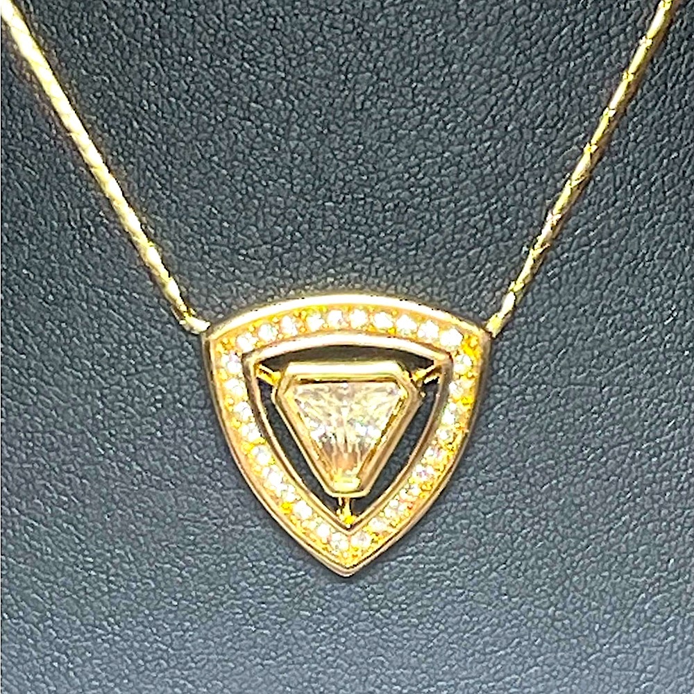 VTG Dior Gold Trillion Cut and Pave Necklace